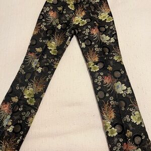 Floral Patterned Black Pants